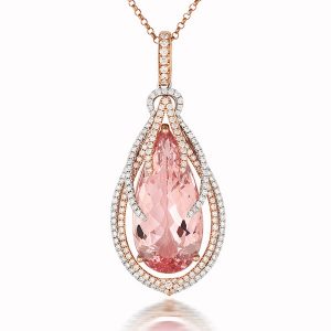 Morganite and diamond necklace