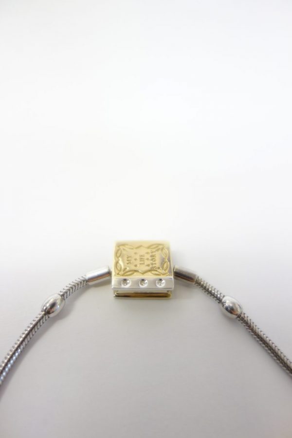 14Kt Gold, Silver And Diamonds Storyweels Charm Bracelet - Image 4