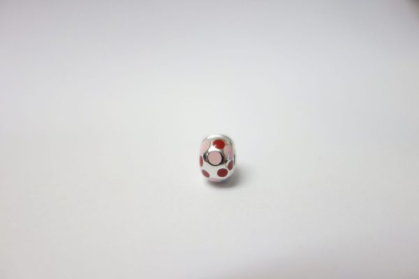 Pink And Red Enamel Polka-Dot And Silver Storywheels Charm