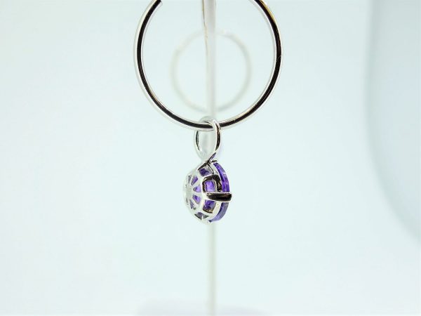 Silver And Purple Zirconia Hoop Earring Charms - Image 3