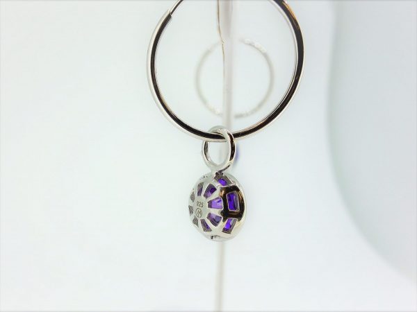 Silver And Purple Zirconia Bezel Set Hoop Earring Charms - Image 2