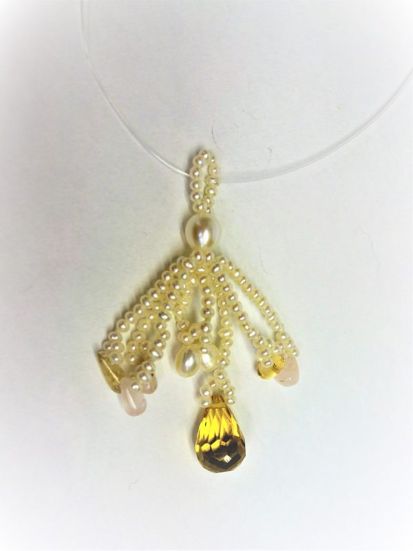 Pearl, Citrine And Rose Quartz Tassel Charm For Necklets - Image 2