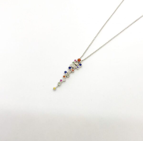 18ct White Gold Multi Sapphire Bubble Style Necklace - Image 2