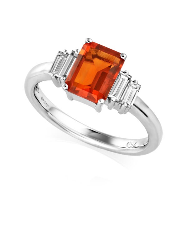 Fire opal with diamonds
