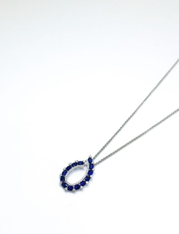 18ct White Gold Sapphire and Diamond Necklace - Image 2
