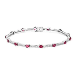 18ct White Gold Rubellite & Diamond Bracelet