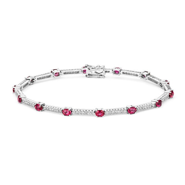 18ct White Gold Rubellite & Diamond Bracelet