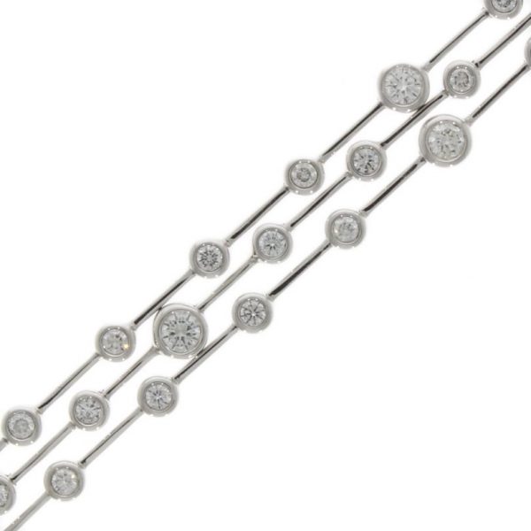 18ct White Gold Diamond 3 Row Bubble Bracelet - Image 2