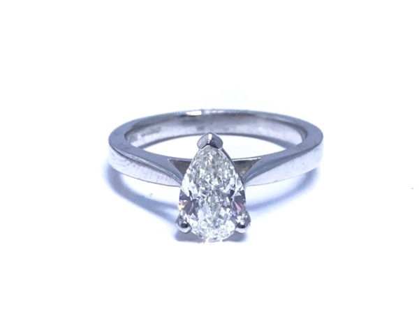 Platinum Pear Diamond Solitaire Ring 1.20ct