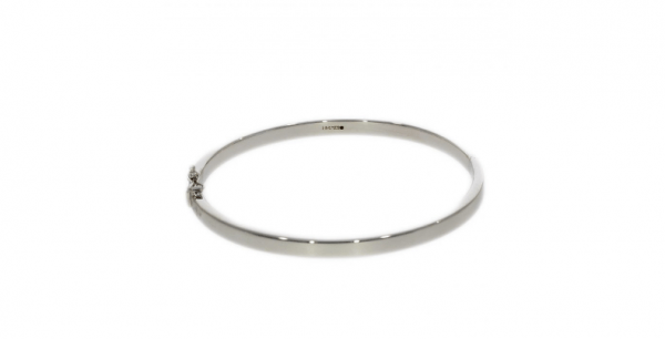 9ct White Gold 4mm Oval Hinged Bangle