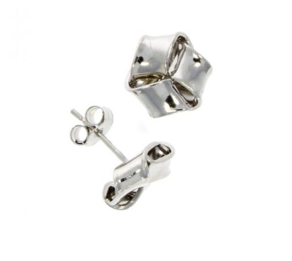 9ct White Gold Flat Knot Earrings