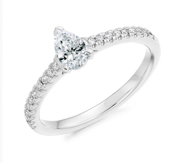 Platinum Pear Shape Diamond Ring 0.30ct