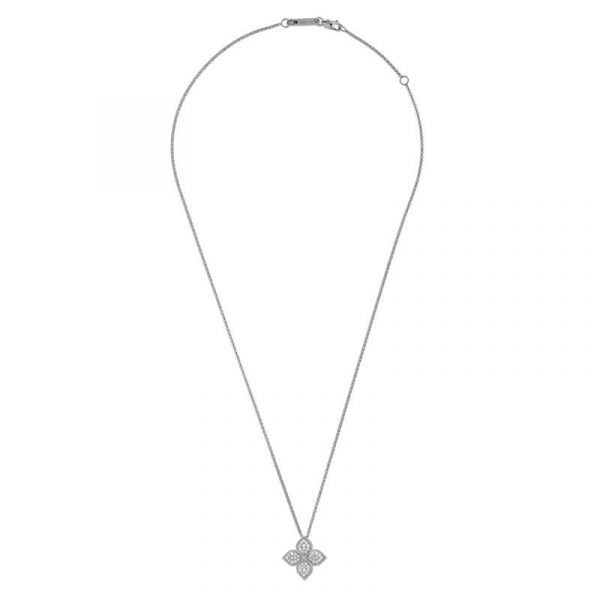 Roberto Coin 18ct White Gold Princess Flower Diamond Necklace - Image 2