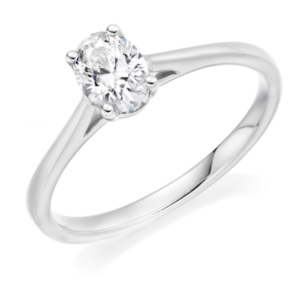Platinum Oval Diamond Solitaire Ring 0.50ct