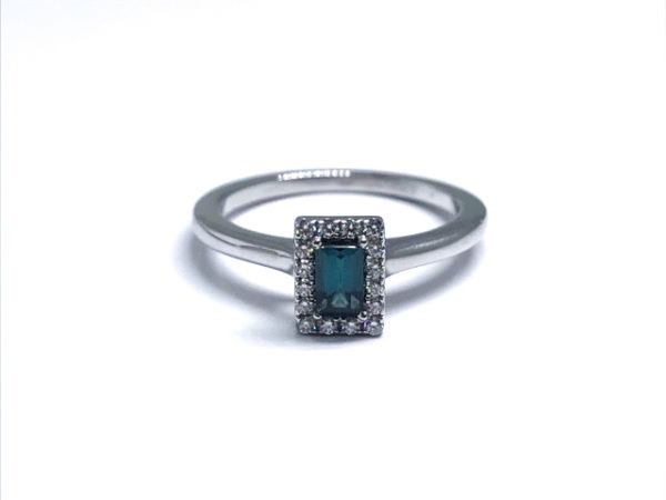 18ct White Gold Tourmaline 0.32ct & Diamond 0.11ct Ring