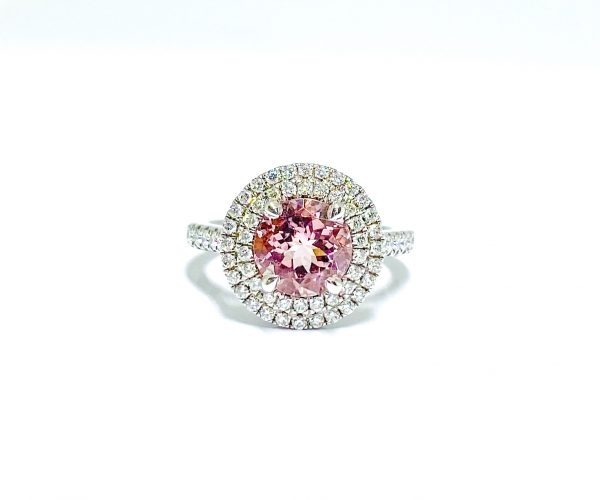 18ct White Gold Morganite & Diamond Ring