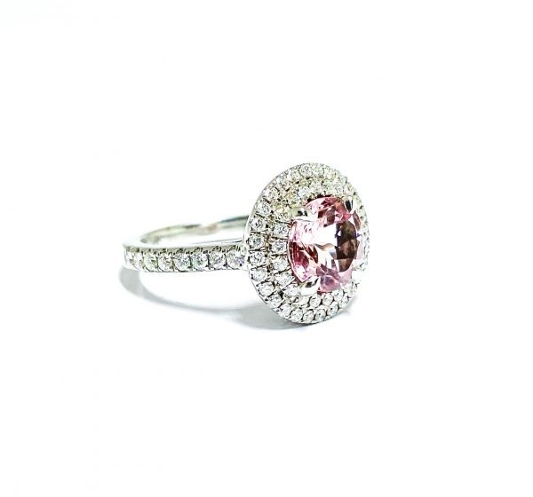 18ct White Gold Morganite & Diamond Ring - Image 2