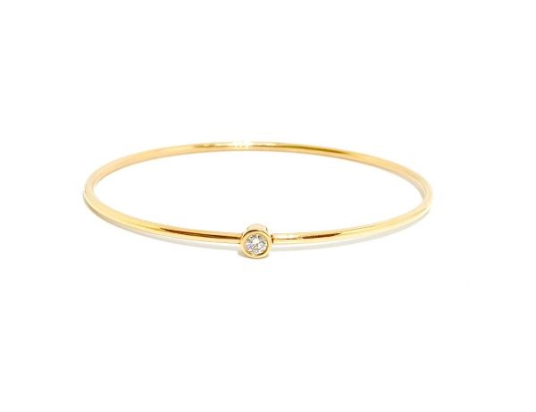 18ct Rose Gold Solitaire Diamond Bangle