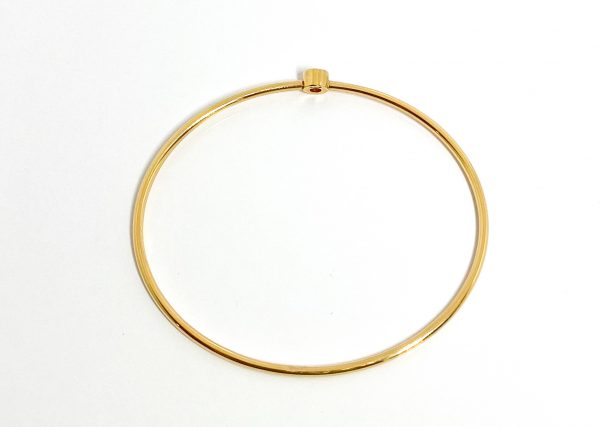 18ct Rose Gold Solitaire Diamond Bangle - Image 2