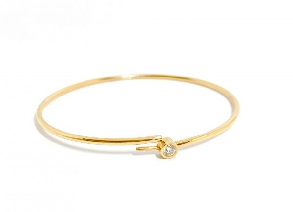 18ct Rose Gold Solitaire Diamond Bangle - Image 3