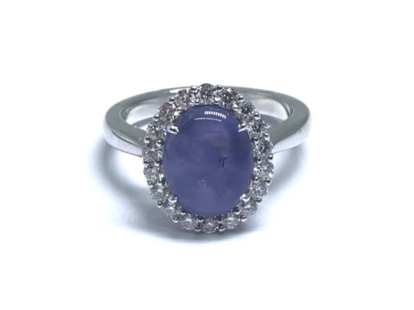 18ct White Gold Star Sapphire & Diamond Ring