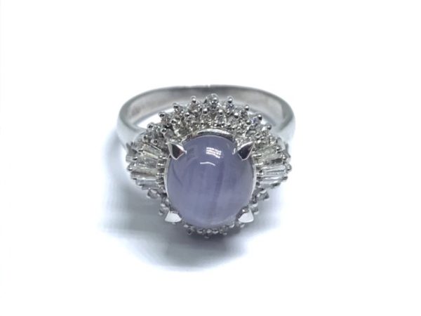 Platinum Star Sapphire & Diamond Ring