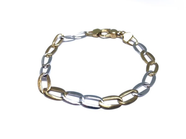 9ct Yellow & White Gold Polished Oval Link Bracelet