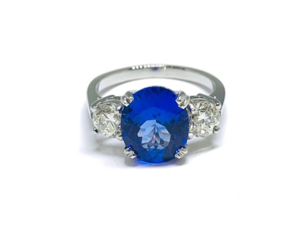 Pre Owned Tanzanite & Diamond Trilogy Ring