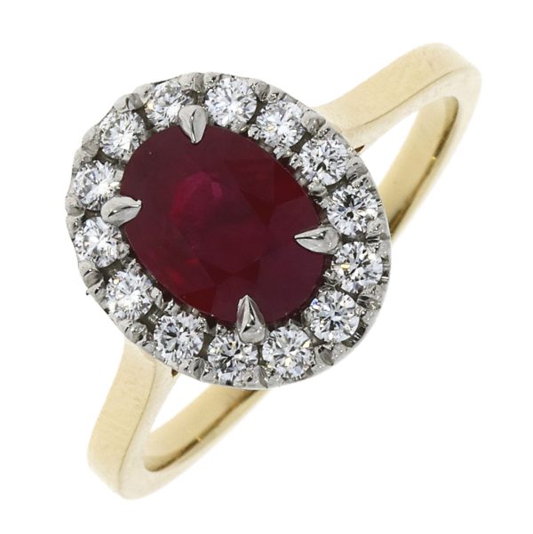 18ct Yellow Gold and Platinum Ruby and Diamond Ring