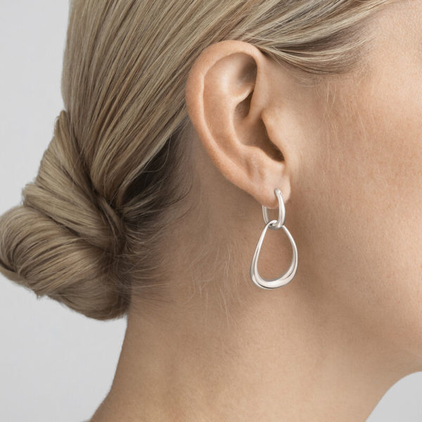 Georg Jensen Sterling Silver Offspring Interlocked Earrings - Image 2