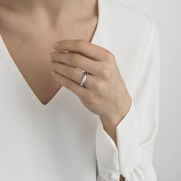 Georg Jensen Sterling Silver Diamond Offspring Ring - Image 2
