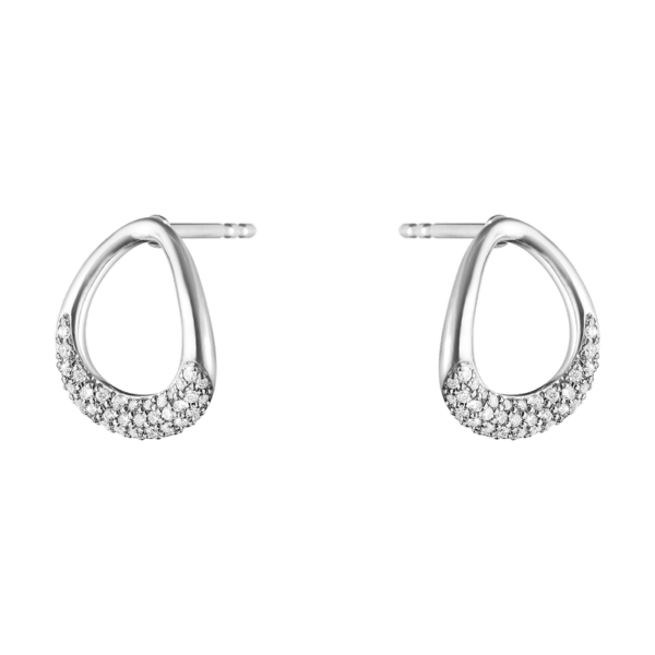 Georg Jensen Sterling Silver Diamond Offspring Earrings