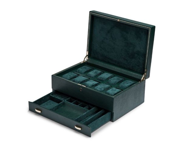 British Racing Green 10 Piece Watch Box With Storage - Image 3