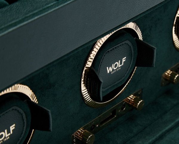 British Racing Green Triple Watch Winder with Storage - Green - Image 3