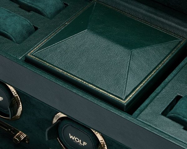 British Racing Green Triple Watch Winder with Storage - Green - Image 4
