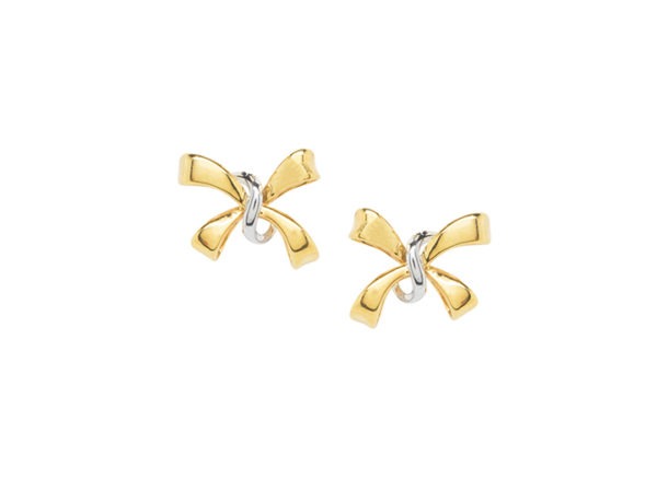 9ct Yellow & White Gold Bow Earrings