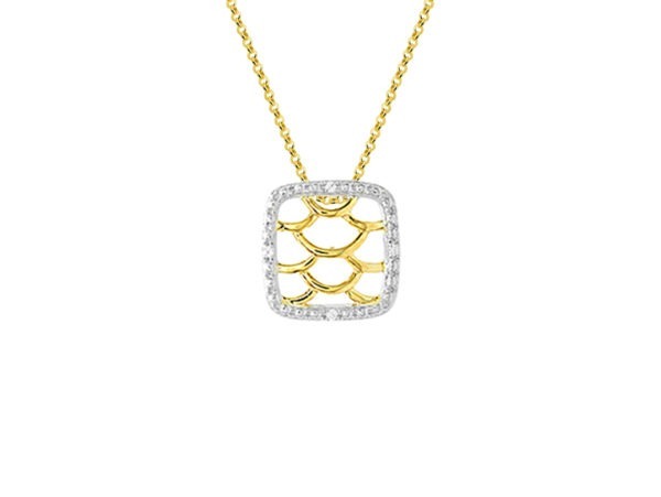 9ct Yellow & White Gold Diamond Square Necklace