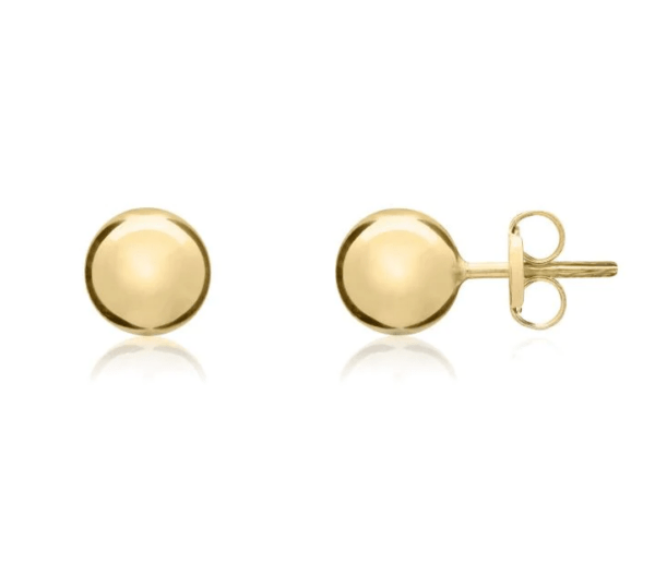 9ct Yellow Gold Polished Ball Stud Earrings 7mm