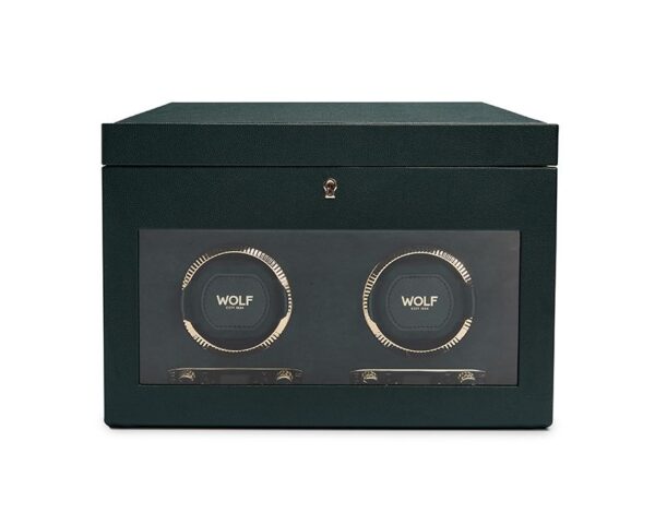 British Racing Double Watch Winder with Storage - Green