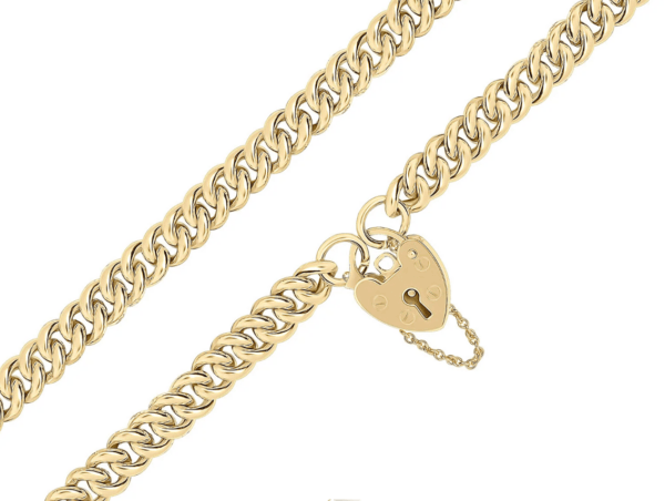 9ct Yellow Gold Handmade 6.5mm Curb Padlock Bracelet