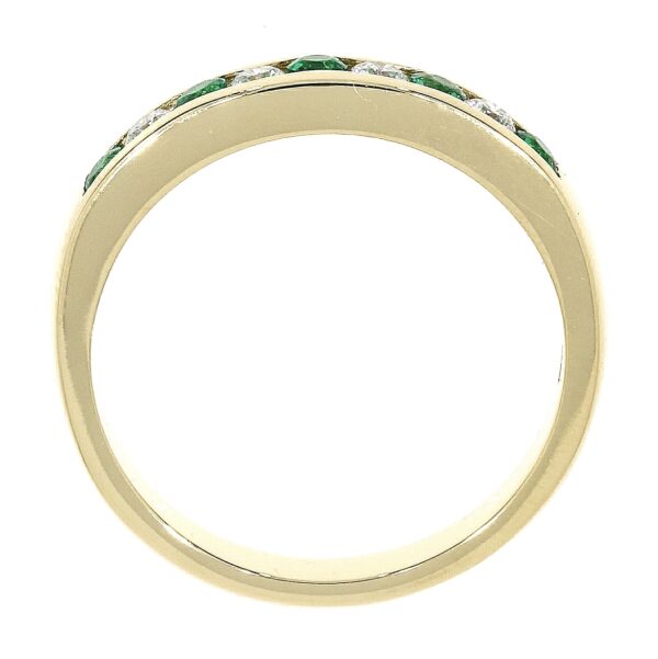 18ct Yellow Gold Emerald & Diamond Half Eternity Ring - Image 2