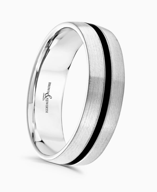 9ct White Gold  Enamel Wedding Band