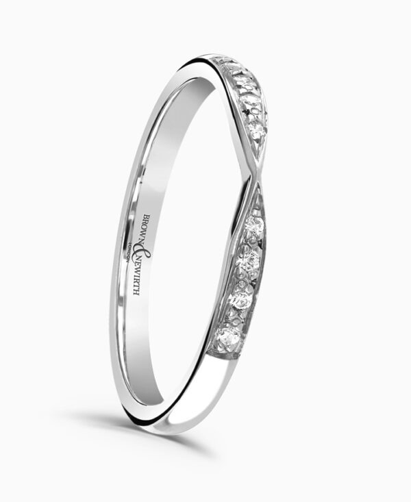 Platinum Crescent Diamond Bow Half Eternity Ring 0.05cts