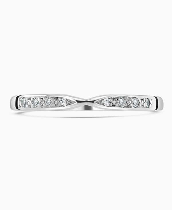 Platinum Crescent Diamond Bow Half Eternity Ring 0.05cts - Image 2