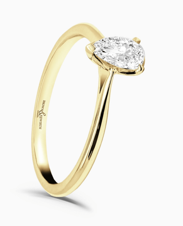 18ct Yellow Gold Pear Diamond Solitaire Ring 0.50cts
