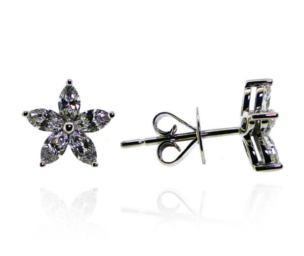 18ct White Gold Diamond Marquise Earrings