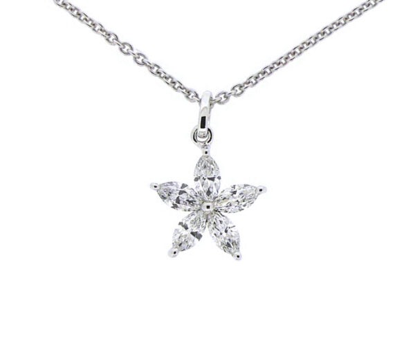 18ct White Gold Diamond Marquise Necklace