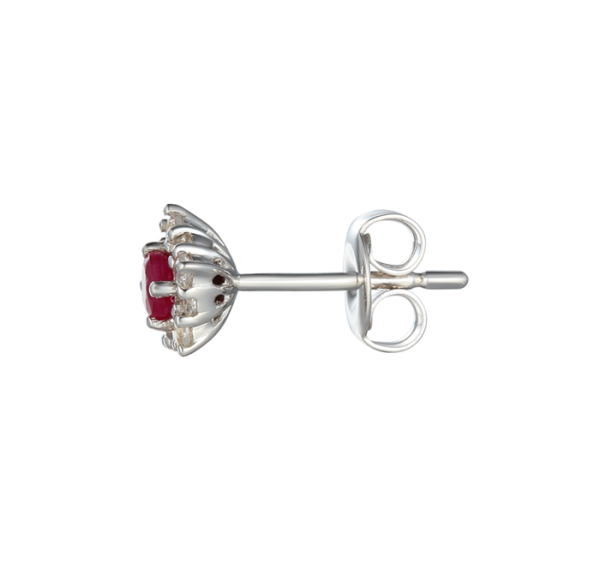 Sterling Silver Ruby & Cubic Zirconia Earrings - Image 2