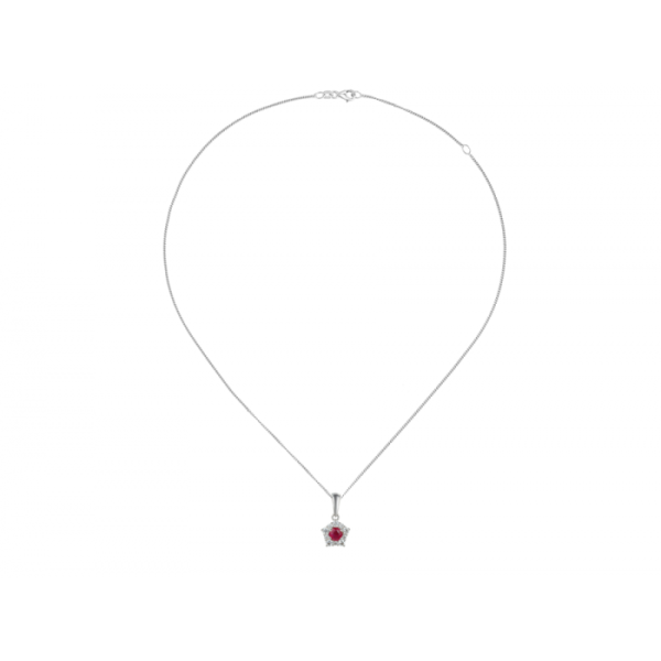 Sterling Silver Cubic Zirconia & Ruby Necklace - Image 2