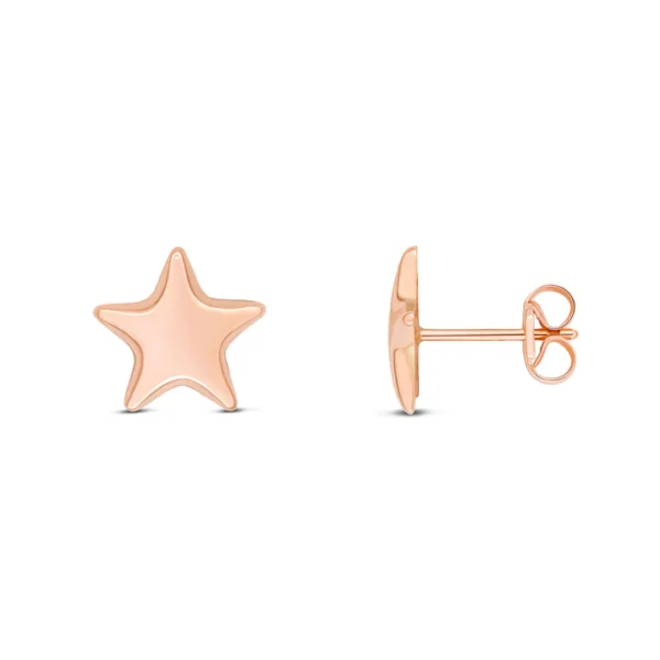 9ct Rose Gold Polished Star Stud Earrings